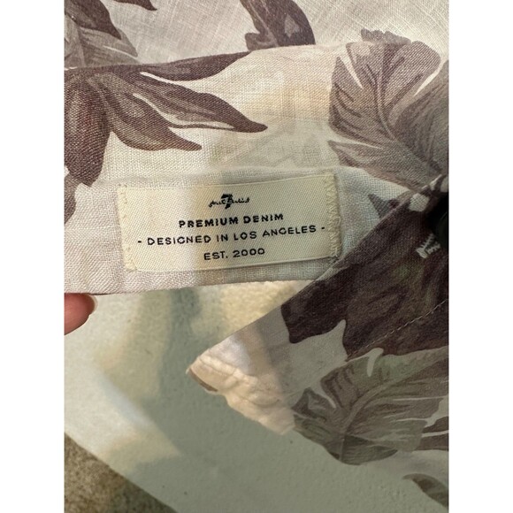 7 for All mankind men’s  linen Button Up shirt SZ Medium short sleeves pristine - Picture 5 of 11